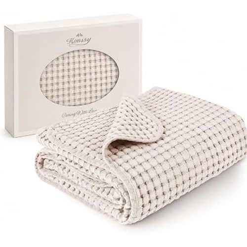 Konssy Waffle Baby Blanket for Boys & Girls, Soft Newborn Swaddle Blanket