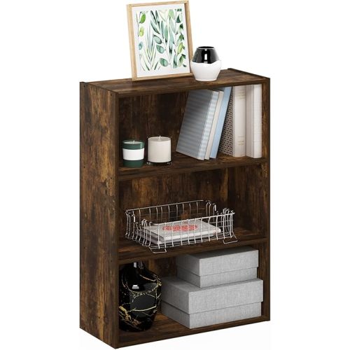 Furinno Pasir 3-Tier Open Shelf Bookcase, Amber Pine