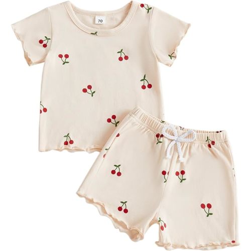 Thorn Tree Summer Baby Girl Clothes Short Sleeve Tops Elastic Shorts Cute Toddler Girls Outfits Infant Outfit