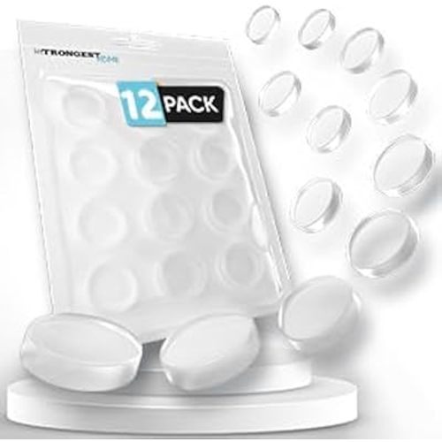 Strongest Wall Door Handle Stopper Set. 12 Pieces of Clear Rubber Door Knob, Round Wall Shield Cushion. Quiet Wall Protector for Door Handle. Guard Door Bumper Wall Protector Silencer. Self Adhesive