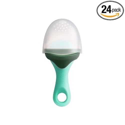Boon Pulp Silicone Baby Fruit Feeder - Soft Silicone Baby Feeding - Fruit and Vegetable Baby Led Weaning Supplies - Baby Feeding Essentials - Green/Mint - 1 Count | Silicone Feeder, Self-Feeding, Chilled Food For Teething, Easy-Grip Handle, Dishwasher Saf