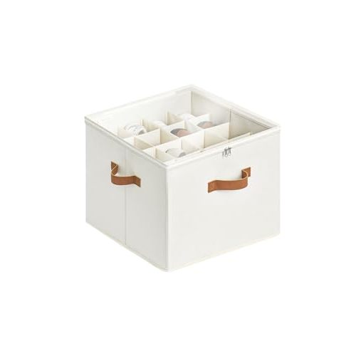 StorageWorks Shoe Organizer for Closet, Shoe Storage Cubby Containers with Adjustable Dividers and Clear Cover, Fits up to 16 Pairs, Foldable Shoe Storage Box for Closet, Entryway, Beige