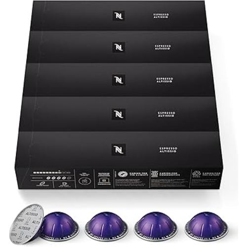 Nespresso Capsules Vertuo, Altissio, Medium Roast Espresso Coffee, 50 Count Espresso Pods, Brews 1.35oz.