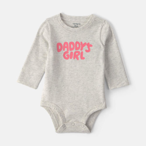 Baby Girl 'Daddys Girl' Long-Sleeve Graphic Bodysuit - Grey | Carter’s Oshkosh Canada