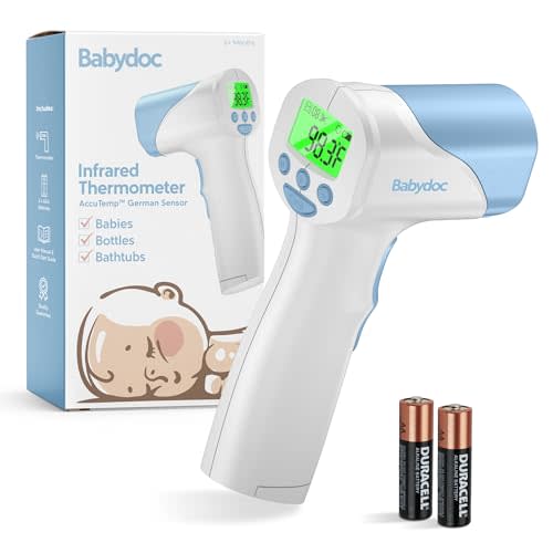 Babydoc Medical Grade FSA HSA Approved Baby Thermometer for Kids, AccuTemp German Sensor, 3-in-1 Safe Non-Contact Infrared Forehead Thermometer, Object Mode for Milk or Bathwater, Infants, Children