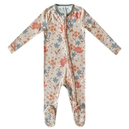 Copper Pearl Zip-Up Footie Baby Pajamas – Soft Newborn Onesies for Boys & Girls, Tag-Free with Two-Way Zipper Baby Sleepers for Newborn - 24 Months, Eden