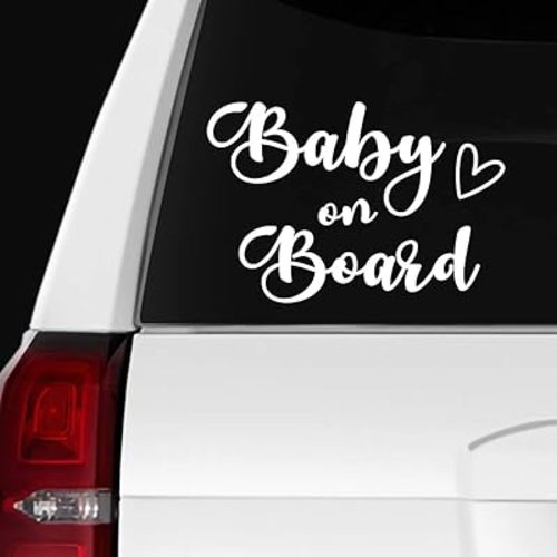 – Baby on Board Sticker– Vinyl Decal for Car and Van – Indoor & Outdoor use for Long Lasting – Waterproof Stickers for Waterbottle & Laptop – Removable Sticker – VC 391