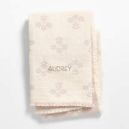 Personalized Flora Floral Matelasse Sunset Purple Organic Cotton Baby Stroller Blanket