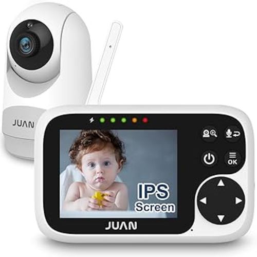 JUAN Video Baby Monitor with Camera and Audio - No WiFi Baby Camera Monitor with 3.2'' IPS Screen for Kids/Pets/Elderly, Pan/Tilt/Zoom Camera, 1000FT, Night Vision, VOX Mode