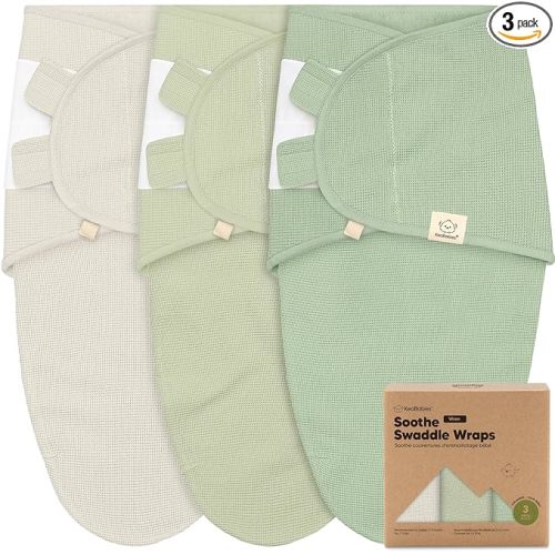 3-Pack Organic Swaddles for Newborns, Baby Sleep Sacks 0-3 Months - Baby Swaddle Wrap, Newborn Wearable Blanket, Infant Sleep Sack for Girls, Boys, Soft & Snug, Large Hook & Loop Closure (Willow)