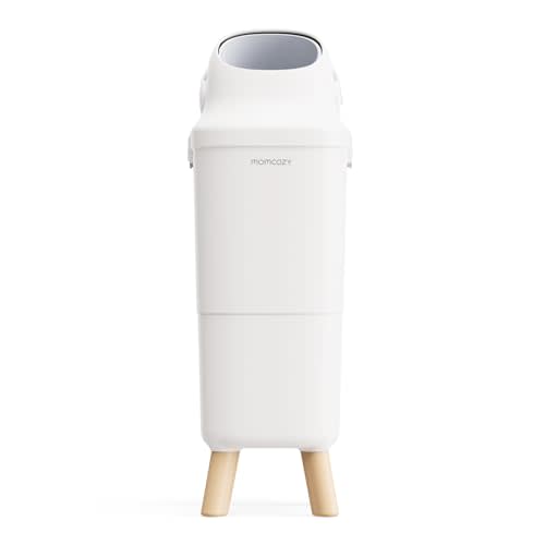 Momcozy Diaper Pail, Triple-Seal Odor Control, Fits Standard Trash Bags | Wide Opening for One-Hand Disposal, 28.86-Inch Ergonomic Height, Large Capacity with Viewing Window and Childproof Lock
