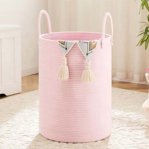 Laundry Basket,Woven Cotton Rope Laundry Hamper,60L for Decorative Storage of Dirty Clothes,Toys and Blankets in Bathroom,Baby Room and Living Room