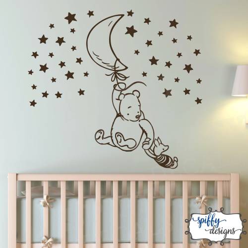 Winnie The Pooh Piglet | Balloon Stars | Vinyl Wall Decal Decor Sticker Nursery Classic Bear