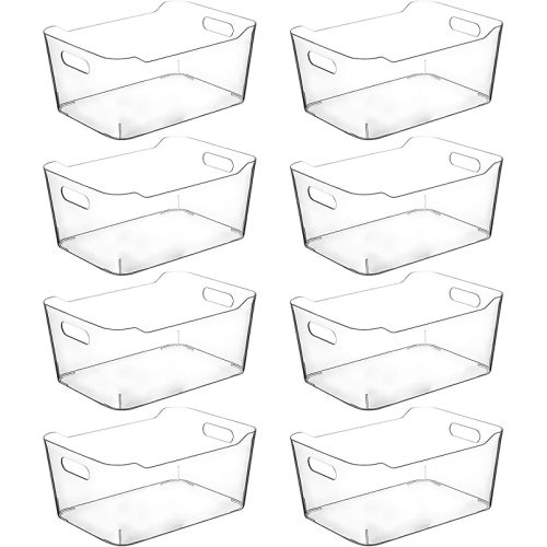 CONTROL KITCHEN Clear Plastic Storage Bins for Kitchen Organization or Pantry Organizers and Storage, Freezer Organizer Storage Containers Bin for Organizing Refrigerator Cabinet Organizers (8, Large)