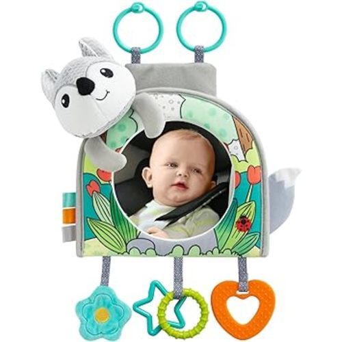 Car Seat Toy, Baby Car Mirror Toy for Rear Facing, Travel Baby Activity Center with Hanging Engaging Toys for Infants Babies 0-6-12-18 Months Boy Girl