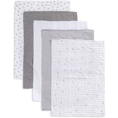 Burts Bees Baby Infant Burp Cloths, 100% Organic Cotton Extra Absorbent Soft Fabric Drool Cloths, 5-Pack Newborn Must-Have Essential Large Burping Cloths, One Size 17 x 11.75 Inches