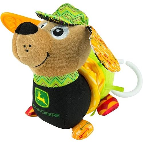 Lamaze John Deere Corn E Dogg Car Seat and Stroller Toy - Soft Baby Hanging Toys - Baby Crinkle Toys with High Contrast Colors - Baby Travel Toys Ages 0 Months and Up