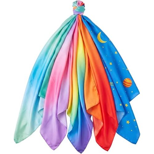 Newcotte 5 Set Magic Color Silk Scarf Kids 35" Play Scarve,Fashion