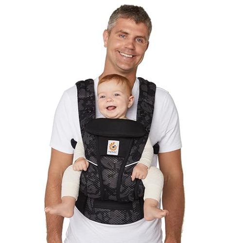 Ergobaby All Carry Positions Breathable Mesh Baby Carrier with Enhanced Lumbar Support & Airflow (7-45 Lb), Omni Breeze, Onyx Black
