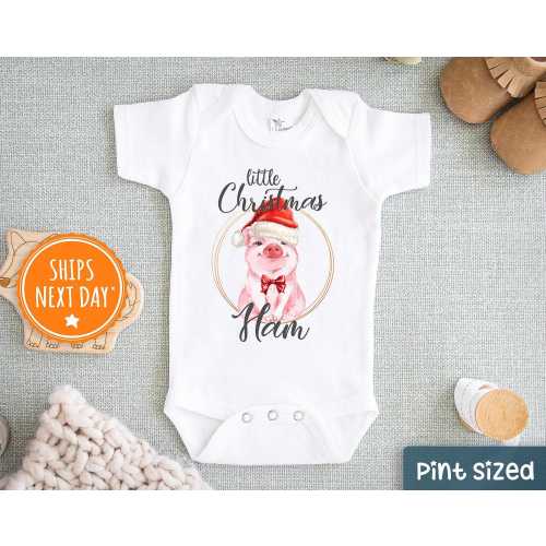Little Ham Christmas Baby Onesie® - Cute Christmas Onesie®- Little Pig Baby Onesie®- Farm Baby Onesie®