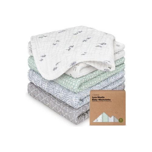 5-Pack Lyra Muslin Baby Washcloths