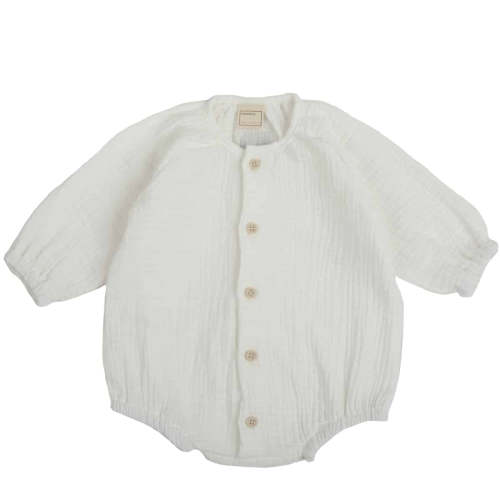 White Gauze Romper · Minicoton