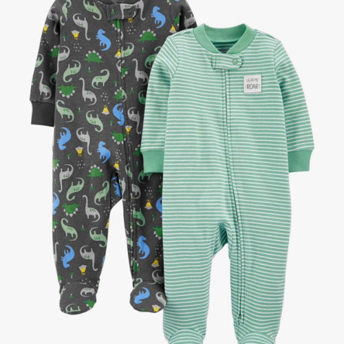 Simple Joys by Carter's baby-boys 2-way Zip Thermal Footed Sleep and Play, Pack of 2