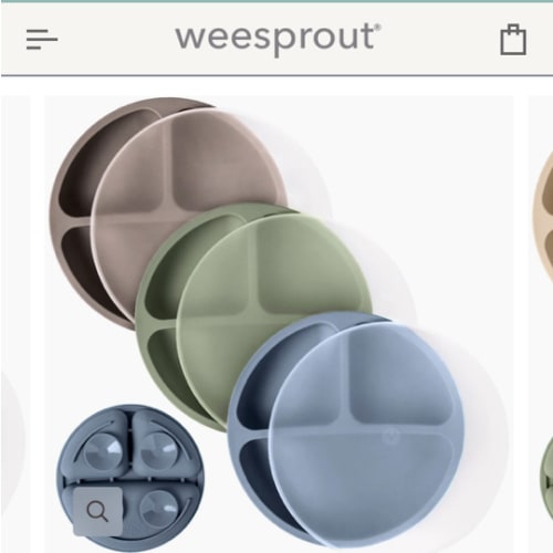 WeeSprout | Silicone Suction Plates with Lids Divided Silicone Plates | Set of 3