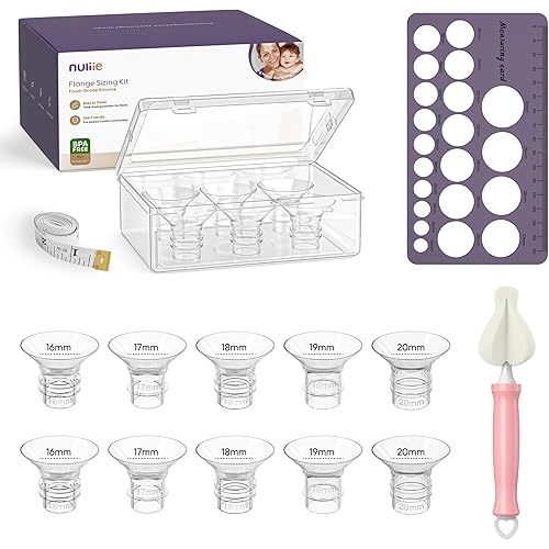 Nuliie 10PCS Silicone Flanges Insert Replacement Kit, Flange Sizing Kit 16/17/18/19/20mm for 24mm Flange/Shield Breast Pumps, Pumping Essential Kit for Moms
