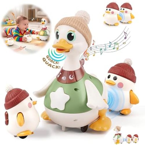 Crawling Toy for Baby 6-12 Months: 3 Magnetic Ducks with 7 Moving Modes