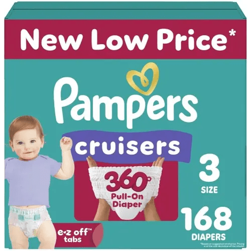 Pampers Diapers - Cruisers 360 - Size 3, 136 Count, Babyproof up to 100% Leakproof Pull-On Diaper