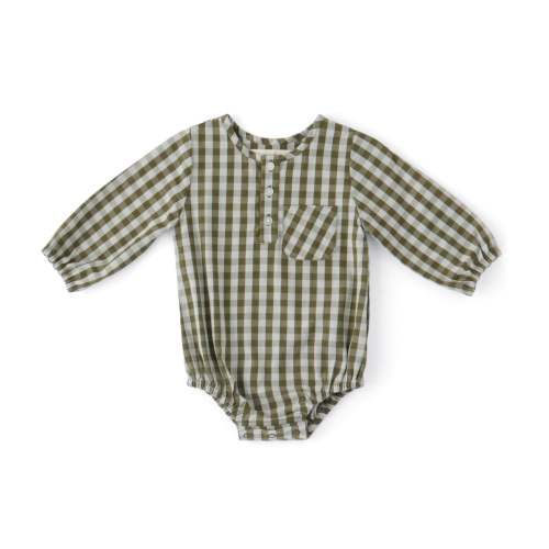 Gingham Long Sleeve One-Piece - Sage/Pine – Pehr