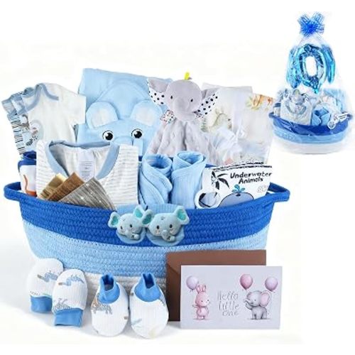 22-Pcs Baby Gift Basket Set, 0-12M Baby Shower Gifts