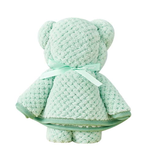 Bear Hooded Baby Towel - Super Soft Coral Fleece Burp Cloth & Washcloth Set | Cute Shower Gift for Newborns with PVC Gift Bag (Unisex)