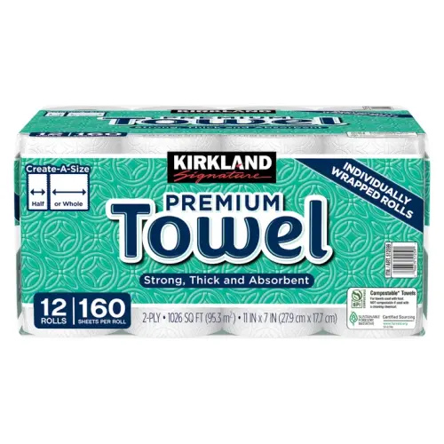 Kirkland Signature Paper Towels, 2-Ply, 160 Sheets, 12 Individually Wrapped Rolls | Costco