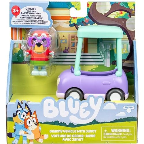 Bluey Granny Toddler Toy Car, 3-Inch Articulated Janet