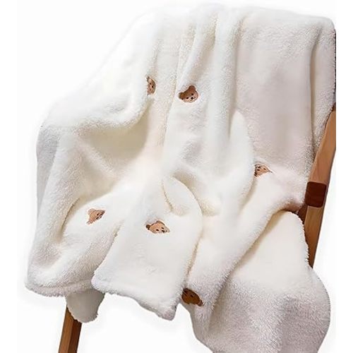Ultra Soft Embroidery Cozy 31”×40”, Baby Receiving Blankets for Unisex Girls Boys, Neutral Toddler Swaddle Blanket, Fluffy Infant Newborn Nuilt Crib,Cobijas para Bebe