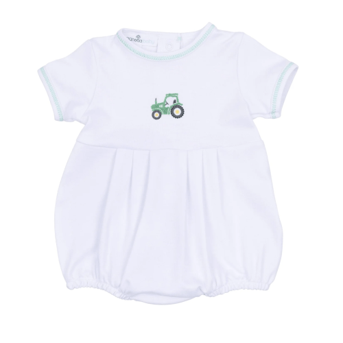 Lil Green Tractor Embroidered Bubble