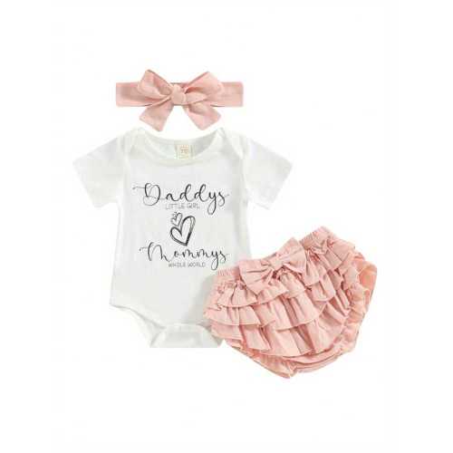 Newborn Baby Girl Summer Outfits Daddys Little Glrl Mommys Whole World Short Sleeve Romper T-Shirt Tutu Skirt Shorts Set 0-18 Months | SHEIN USA