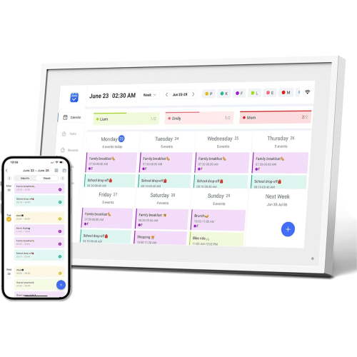 10.1 Inch Smart Digital Calendar Planner & Chore Chart, IPS HD Touchscreen Interactive Display for Family Schedules, Desk Stand Included - Share Photos/Videos