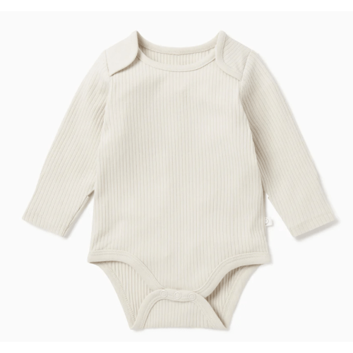 Ribbed Long Sleeve Bodysuit Ribbed Ecru / Newborn
