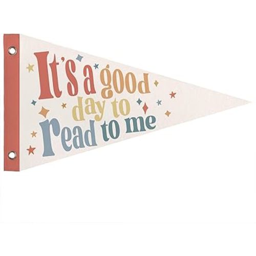 Kids Nursery Reading Nook Decor, It's A Good Day To Read To Me Felt Pennant Banner, Reading Corner Wall Art Decor for Kid Nursery Toddler Room Classroom Library, 8x14 Inch