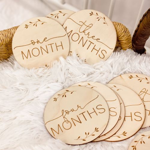 Monthly Milestone Wood Announcement | 1-12 months