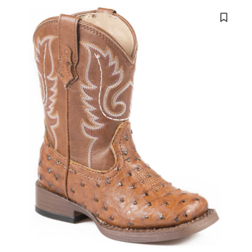 Roper Toddler Boys' Ostrich Print Western Boots - Square Toe