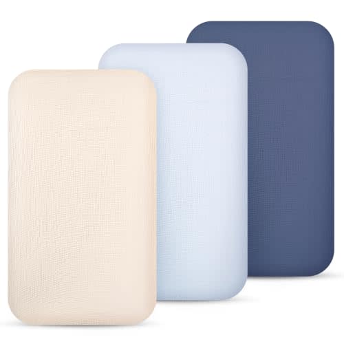 lulumoon Muslin Bassinet Sheets 3Pack: 33x21 Fitted Most Bedside Sleeper | Soft Cotton Bassinet Mattress Sheets for Baby - Compatible with Baby Delight Dream on Me and Other Rectangle pads