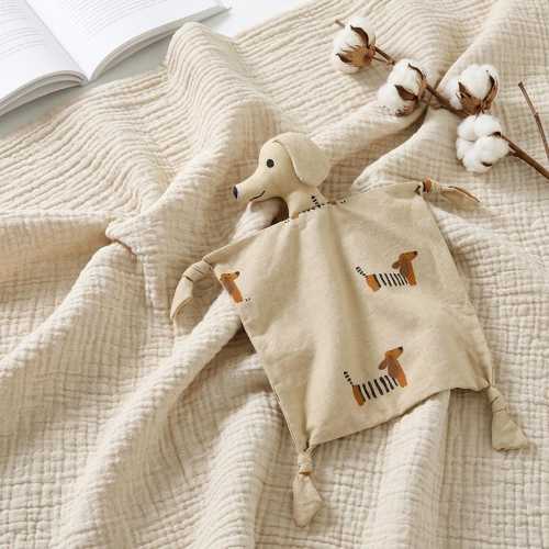 Baby Shower Gift Dachshund Lovey, Sausage Dog Security Blanket, Cotton Baby Comforter, Newborn Lovey Gift, New Mom Gift, First Baby Gift