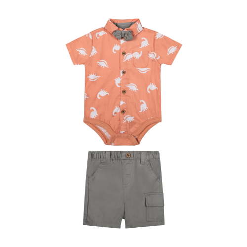 Little Lad Newborn Boys' Short Sleeve Shirt and Short, 2-Piece Set, Sizes 0-3M-6-9M