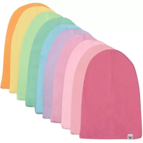 HonestBaby Baby Multipack Baby Caps Newborn Hats 100% Organic Cotton for Infant Baby Boys”, Girls’, Unisex(10-pack Rainbow Girl) - HonestBaby
