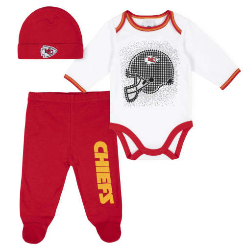 3-Piece Baby Boys Kansas City Chiefs Bodysuit, Footed Pant, and Cap Se – Gerber Childrenswear