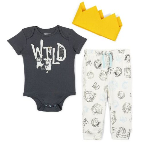 Warner Bros. Where the Wild Things Are Newborn Baby Boys Bodysuit & Pants & Hat Gray/Yellow/White 6-9 Months